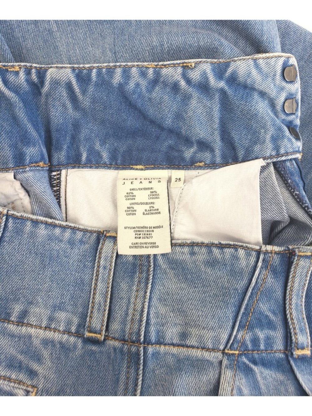 Alice + Olivia Women's Anders Pleated Wide Leg Jeans in Georgia Blue Size 25 - Picture 6 of 6
